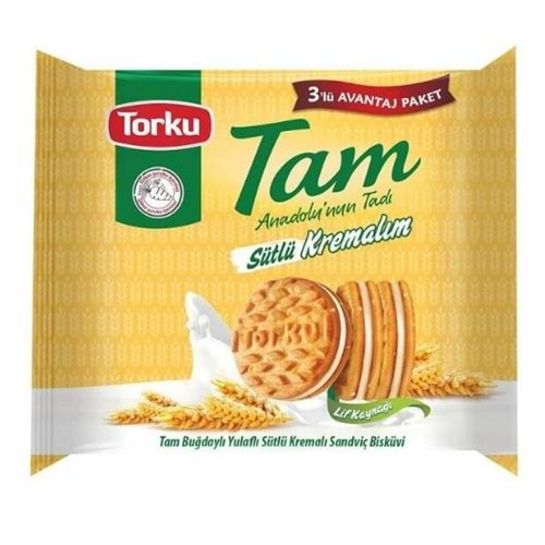 Torku Tam Buğdaylı Bisküvi Sütlü Kremalım 83 gr x 3 Adet