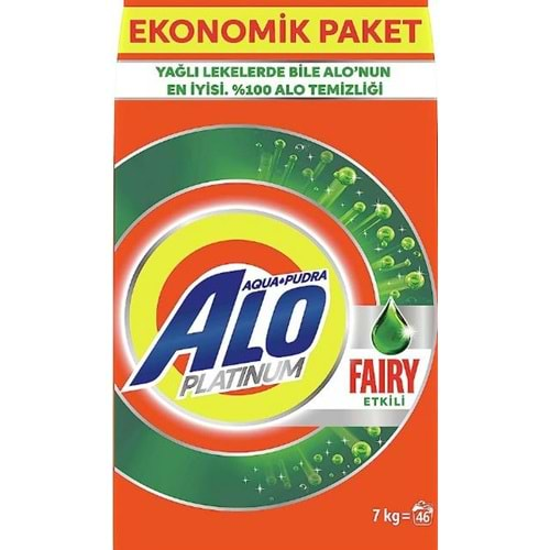 Alo Platinum Aqua Pudra Toz Çamaşır Deterjanı Fairy Etkili Beyazlar, 7 Kg