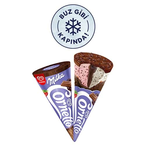 Algida Cornetto Disk Milka Çikolatalı Külah Dondurma 130 Ml