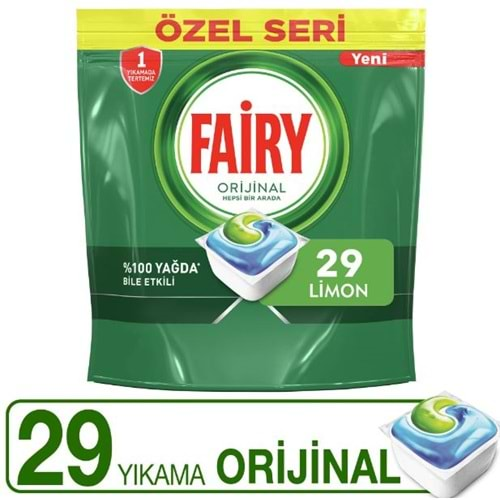 Fairy Hepsi Bir Arada Bulaşık Makinesi Deterjanı Tableti 29 Yıkama