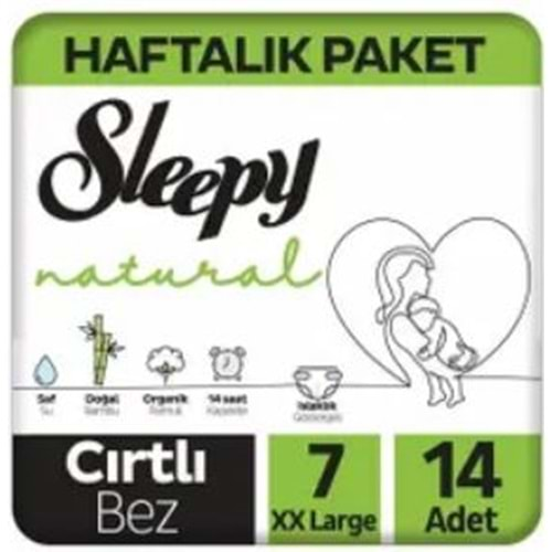 Sleepy Natural No 7 XXLarge 14 Adet Bebek Bezi