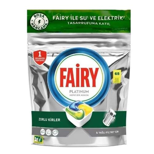 Fairy Platinum Bulaşık Makinesi Kapsülü 65'li Limon Kokulu