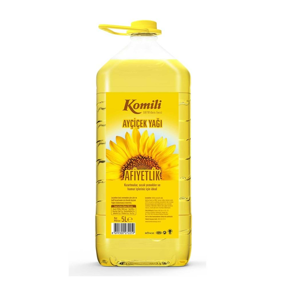 Komili Ayçiçek Yağı 5 lt Afiyetlik Pet